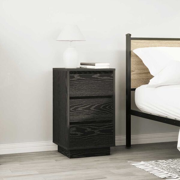 vidaXL Bedside Cabinet with LED Lights&nbsp;Black 38x34x65 cm