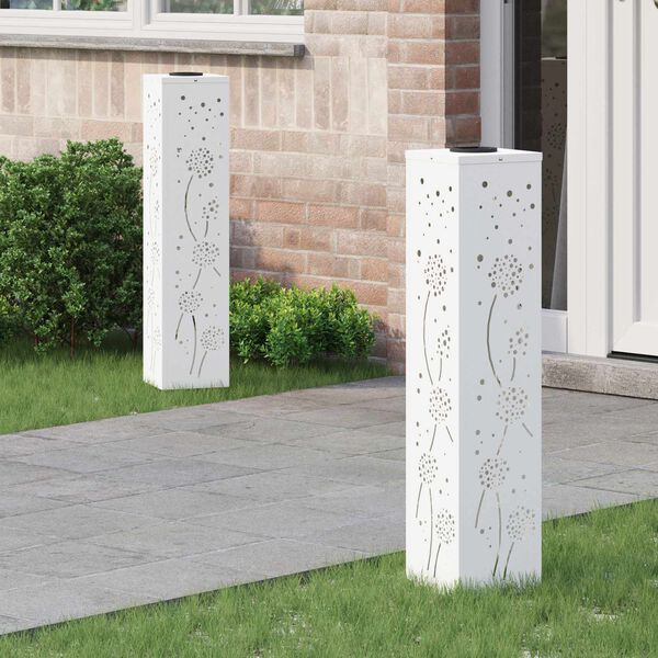 vidaXL Solar LED Pathway Light 2 pcs White Cold Rolled Steel