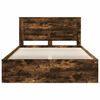 vidaXL Bed Frame Smoked Oak 140 x 200 cm Solid Pine Wood
