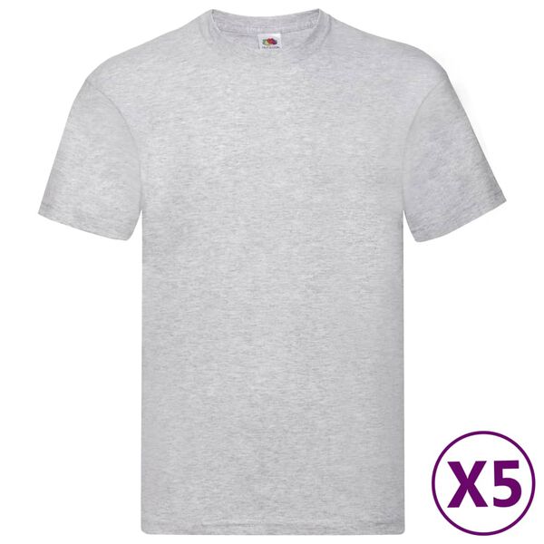 Fruit of the Loom Original T-shirts 5 pcs Grey 3XL Cotton