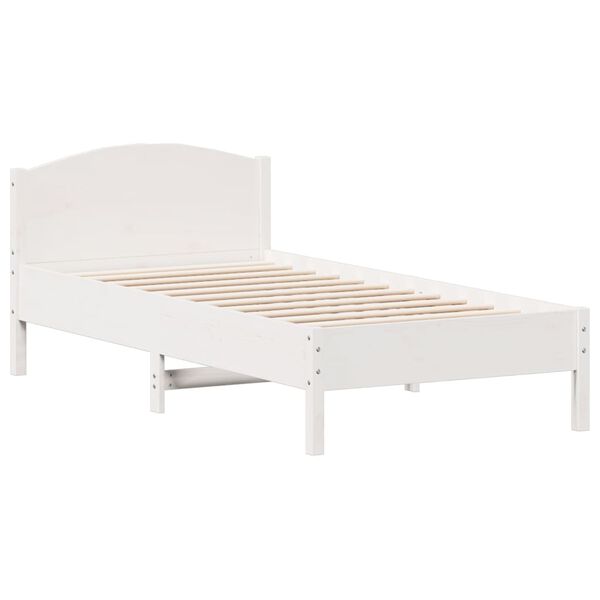 vidaXL Bed Frame without Mattress White 90x190 cm Single Solid Wood Pine