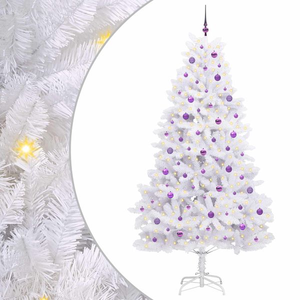 vidaXL Artificial Hinged Christmas Tree White 240 cm PVC and Steel
