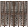 vidaXL Room Divider 6 Panels Dark Brown Solid Wood Paulownia