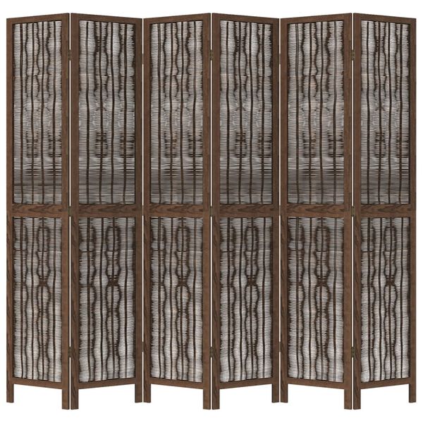 vidaXL Room Divider 6 Panels Dark Brown Solid Wood Paulownia