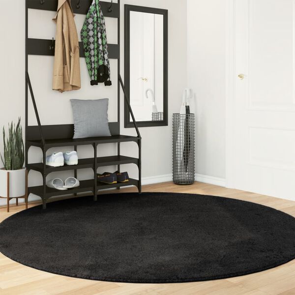 vidaXL Rug HUARTE Short Pile Soft and Washable Black &Oslash; 200 cm