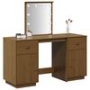 vidaXL Dressing Table Set with LED Honey Brown Solid Wood Pine
