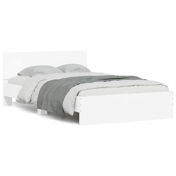 vidaXL Bed Frame with Headboard and LED White 140x200 cm