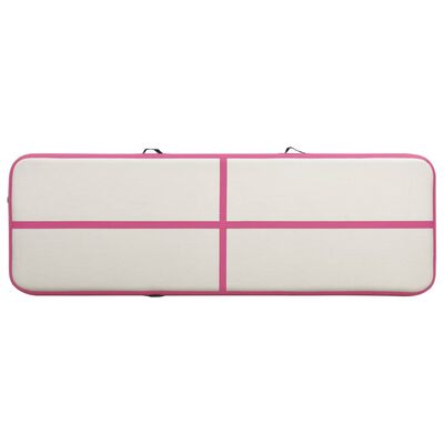 vidaXL Inflatable Gymnastics Mat with Pump 500x100x15 cm PVC Pink