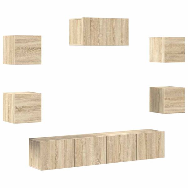 vidaXL 7 Piece TV Cabinet Set Sonoma Oak Engineered Wood