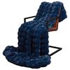 vidaXL Faux Rabbit Fur Blanket Marine Blue 130 x 150 cm Polyester