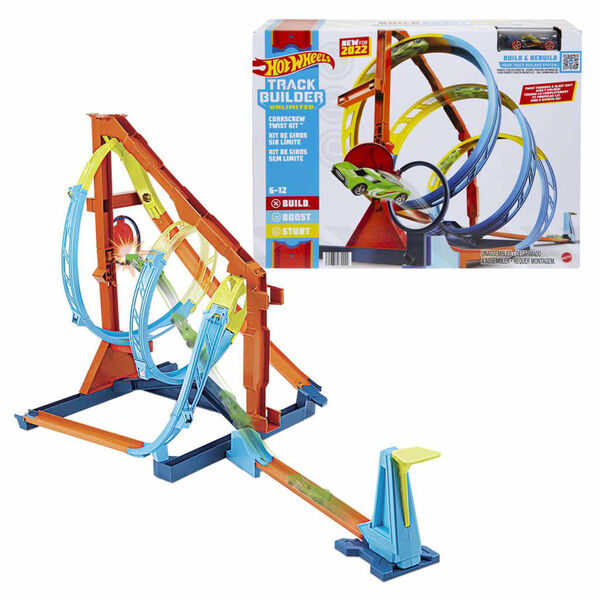 Hot Wheels Toy Track Builder Set Corkscrew Twist