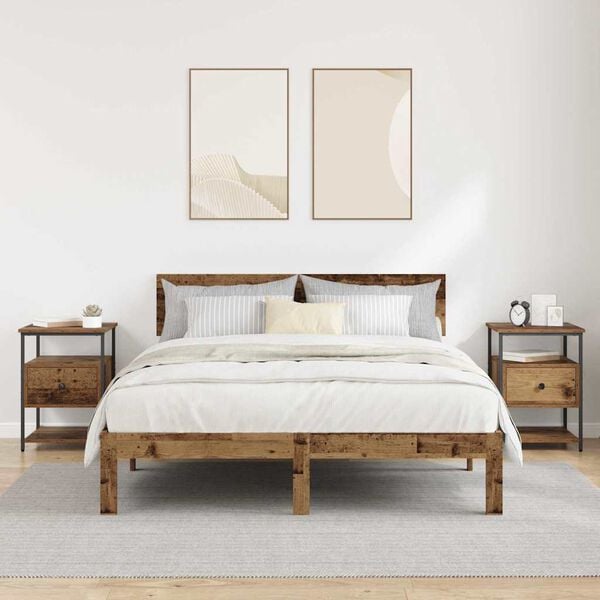 vidaXL Bedside Cabinet 2 pcs Old Wood 40 x 42 x 56 cm Engineered Wood