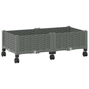 vidaXL Garden Planter with Wheels Light Grey 80 x 40 x 33 cm PP