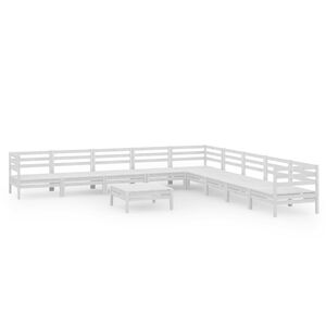 vidaXL 10 Piece Garden Lounge Set Solid Wood Pine White