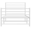 vidaXL Metal Bed Frame without Mattress with Footboard White 75x190cm