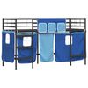 vidaXL Kids'Loft Bed Frame with Curtains Black and Blue 74.5 x 190 cm