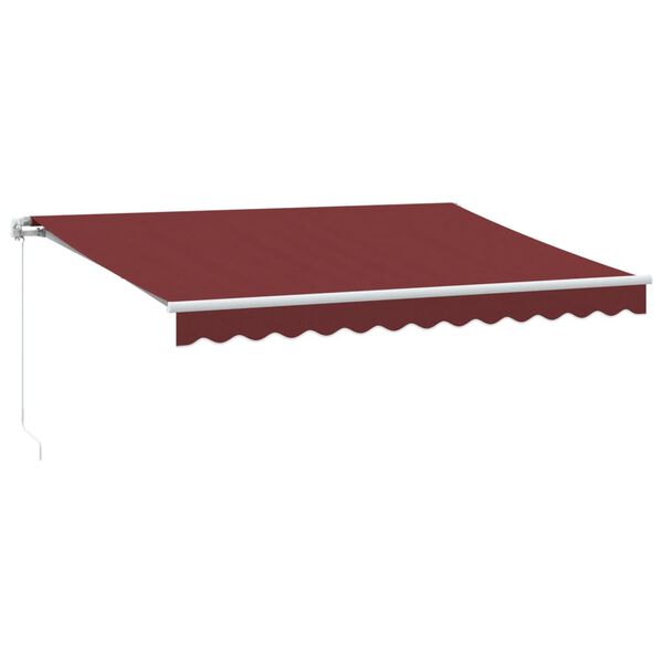 vidaXL Manual Retractable Awning with LED Burgundy 350x250 cm