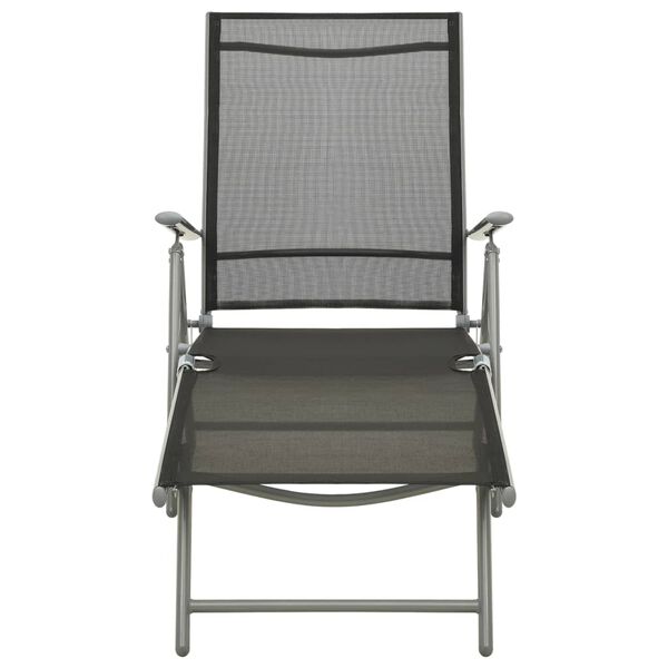 vidaXL Folding Sun Lounger Textilene and Aluminium Black and Silver