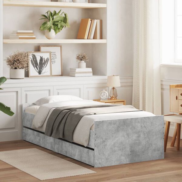vidaXL Bed Frame without Mattress Concrete Grey 75x190 cm Small Single Small Single