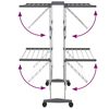 vidaXL 2-Tier Laundry Drying Rack with Wheels Silver 60x70x106 cm