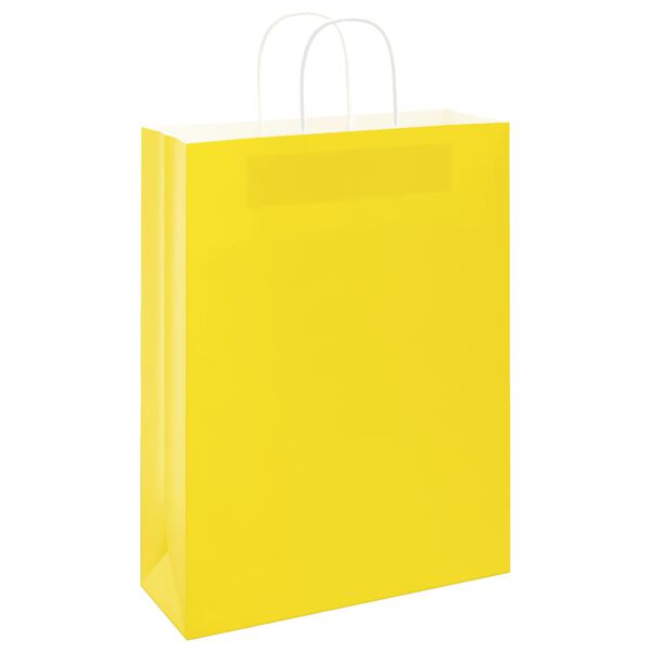 vidaXL Paper Bags 50 pcs with Handles Yellow 32x12x42 cm