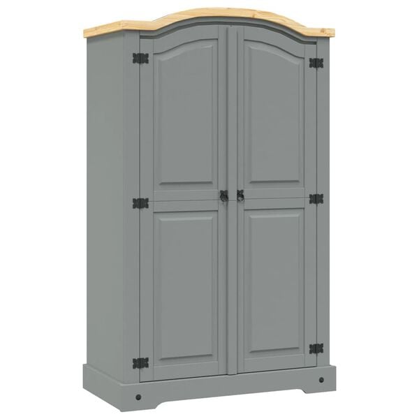 vidaXL Wardrobe Mexican Pine Corona Range 2 Doors Grey