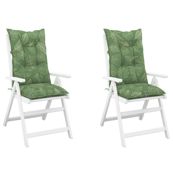 vidaXL Garden Highback Chair Cushions 2 pcs Leaf Pattern 120x50x7 cm Fabric
