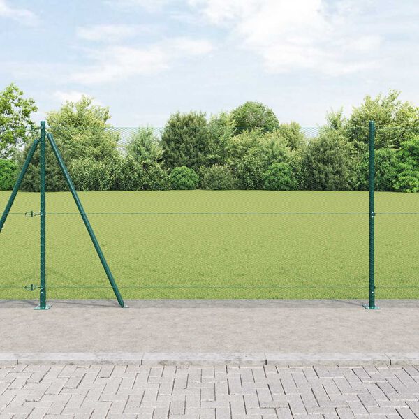 vidaXL Fence Post Green 100 x 1.2 m (13 mm mesh) Steel and PVC