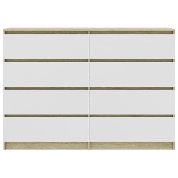 vidaXL Sideboard White and Sonoma Oak 140x35x99 cm Engineered Wood