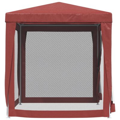 vidaXL Party Tent with 4 Mesh Sidewalls Red 2x2 m HDPE