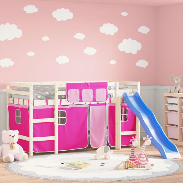 vidaXL Curtains for Loft Bed Pink Polyester