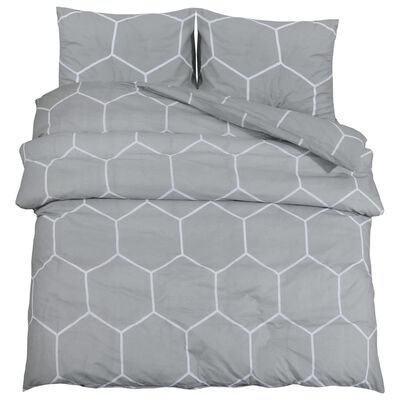 vidaXL Duvet Cover Set Grey 155x220 cm Cotton