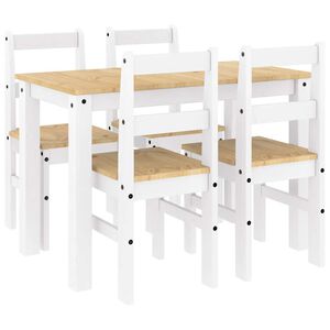 vidaXL 5 Piece Dining Set Panama White Solid Wood Pine