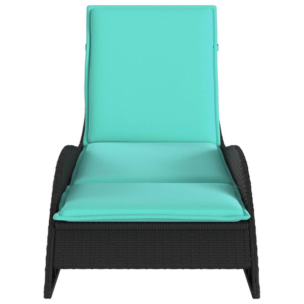 vidaXL Sun Lounger with Cushion Black 60x205x73 cm Poly Rattan