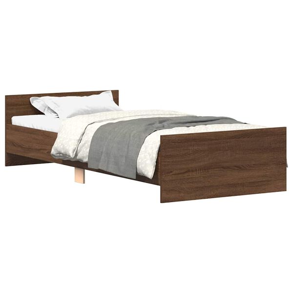 vidaXL Bed Frame without Mattress Brown Oak 100x200 cm Engineered Wood