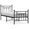 vidaXL Metal Bed Frame without Mattress with Footboard Black 75x190cm