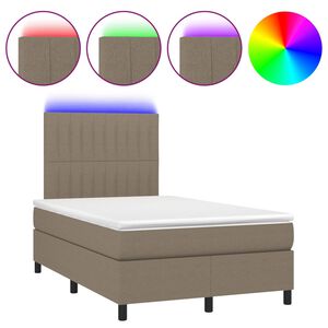 vidaXL Box Spring Bed with Mattress&LED Taupe 120x200 cm Fabric
