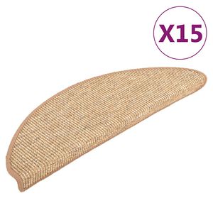vidaXL Stair Mats 15 pcs 56x17x3 cm Light Brown Half Round