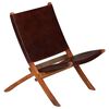 vidaXL Folding Relaxing Chair Brown Real Leather