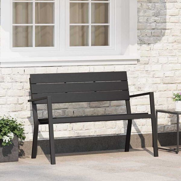 vidaXL Garden Bench Black 118 x 54 x 77cm Steel