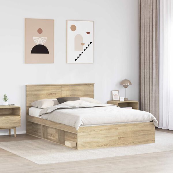vidaXL Bed Frame with Headboard Sonoma 160 x 200 cm Engineered wood