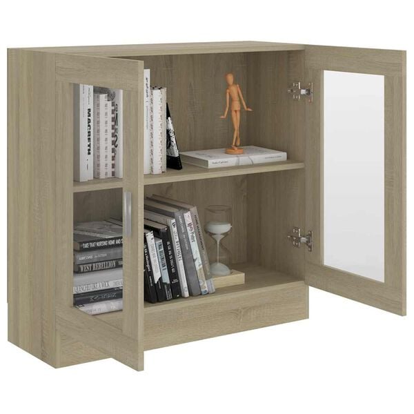 vidaXL Vitrine Cabinet Sonoma Oak 82.5x30.5x80 cm Engineered Wood