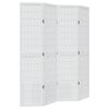 vidaXL Room Divider 4 Panels White Solid Wood Paulownia
