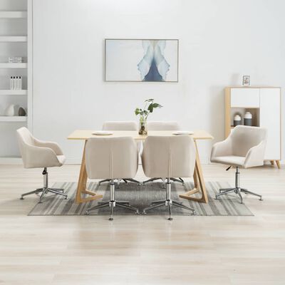 vidaXL Swivel Dining Chairs 6 pcs Cream Fabric