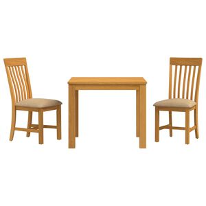 vidaXL Dining Set 3 pcs Beige Solid Oak Wood