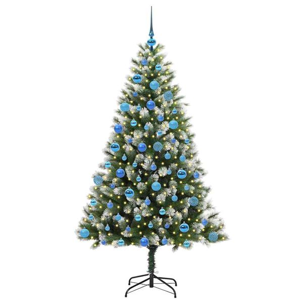 vidaXL Artificial Hinged Christmas Tree with Flocked Snow 180 cm
