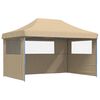 vidaXL Foldable Party Tent Pop-Up with 3 Sidewalls Beige