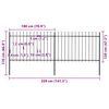 vidaXL Garden Fence with Spear Top Steel 3.4x1.2 m Black