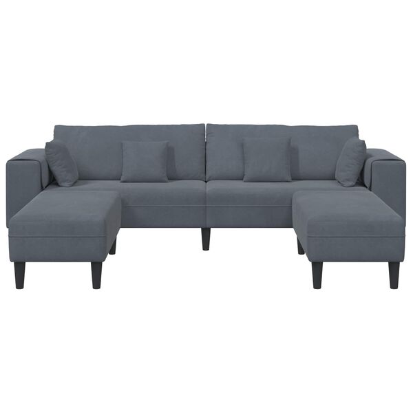vidaXL Velvet Sofa with Cushion 3 pcs Dark Grey 208 cm Velvet