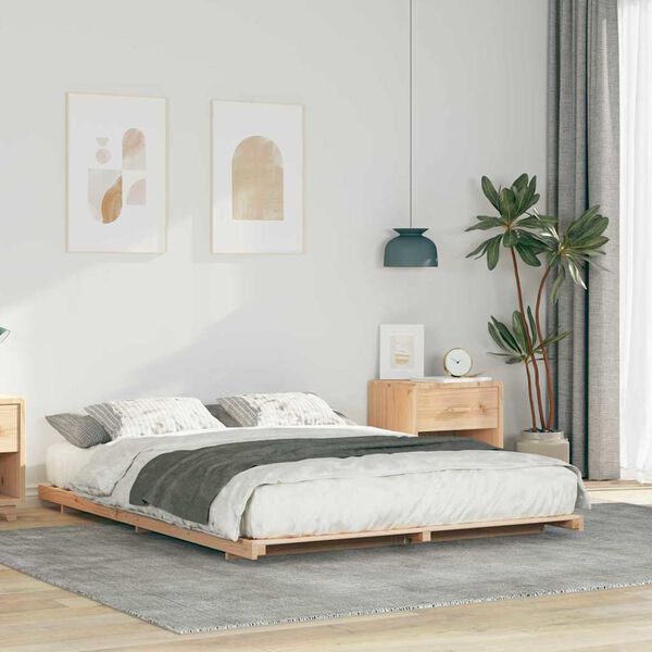 vidaXL Floor Bed Frame Brown 160 x 210 cm Solid pine wood